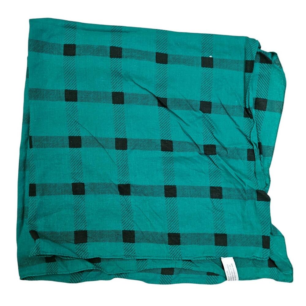 Symphony Scarfs Womens 25" Square Scarf Green Black Buffalo Plaid
